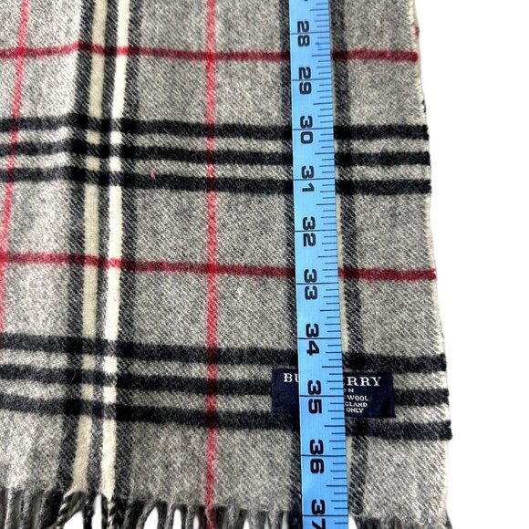 Burberry Classic Check Scarf Grey 100% Lambswool Unisex Scarf Made In England - Picture 6 of 7